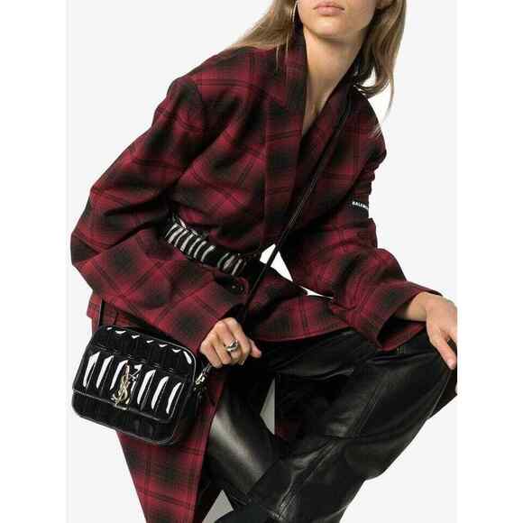 Saint Laurent YSL Vicky Monogram Black Patent Leather Gold Crossbody Camera Bag - Picture 3 of 12